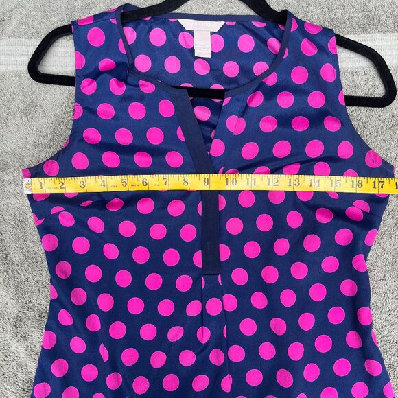 Banana Republic tank top navy w/hot pink polka dots, XS - Picture 4 of 5